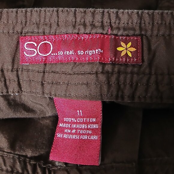 SO Vintage Cargo Pants 11 Brown Baggy Wide Leg Embroidered Beaded Convertible - Picture 10 of 11